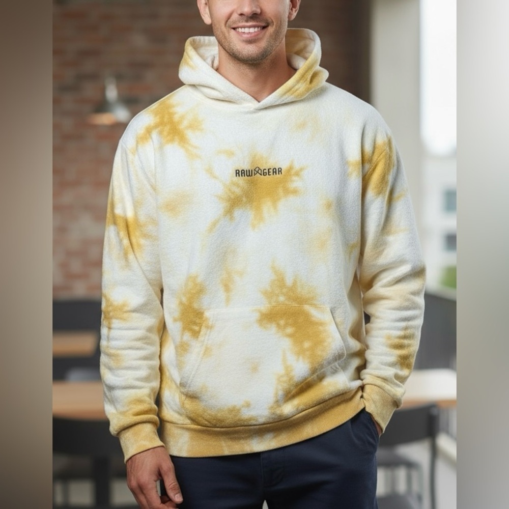 Raw Gear White/Gold Tie-Dye Hoodie Model# RG504, size Medium